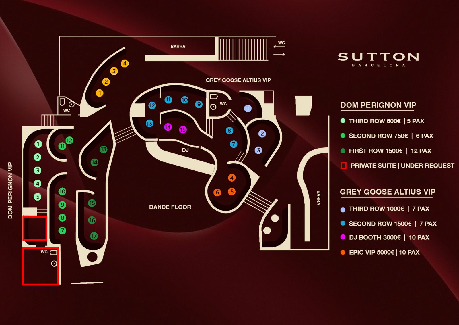 sutton barcelona mesas vip